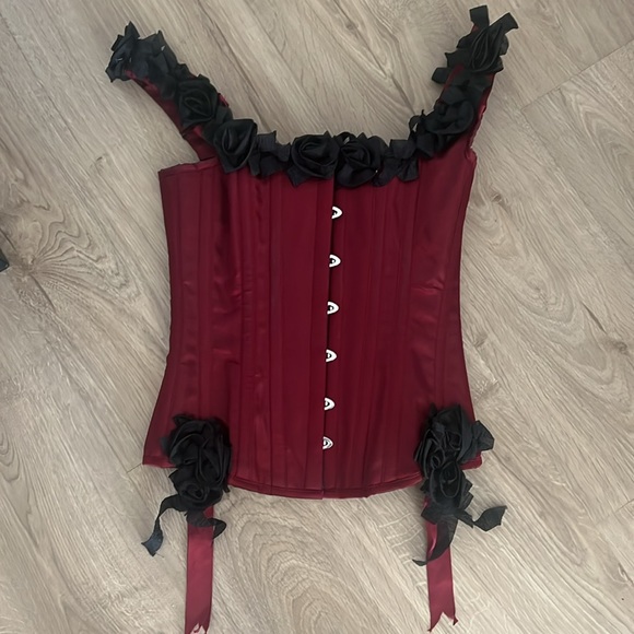 Heavy Red boned corset, size small. Tried on but never actually worn. - Picture 2 of 2